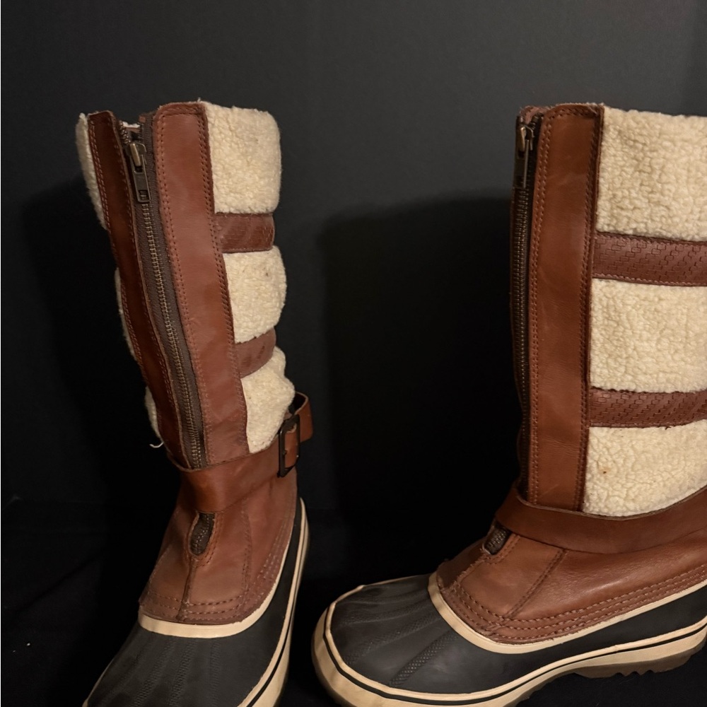 Sorel Brown and Cream Winter Boots